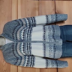 Vintage Tiara Int'l Zip-up Knit Sweater, Blues, Cream & Tan Size Medium EUC!